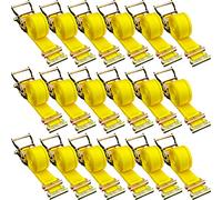 VEVOR Correas de Amarre con Trinquete E-Track 4,57 m x 5 cm Correas de Pista E 18 Piezas Cinturón de Poliéster y Trinquete de Acero Amarre de E-Track para Motocicletas Portaequipajes Camiones Remolque