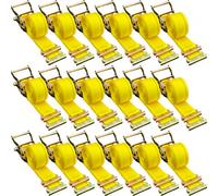 VEVOR Correas de Amarre con Trinquete E-Track 4,57 m x 5 cm Correas de Pista E 18 Piezas Cinturón de Poliéster y Trinquete de Acero Amarre de E-Track para Motocicletas Portaequipajes Camiones Remolque