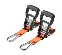 VEVOR Correas de Trinquete, 38,1 mm x 1,8 m, con Mosquetones, Resistencia a la Rotura de 1100 kg, Bolsa de Transporte, para Mudanzas, Remolques, Motocicletas, Kayaks, Techo de Coche, Paquete de 2