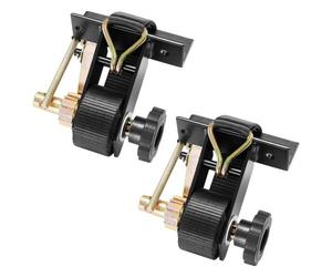 VEVOR Correas de Trinquete, para Portaequipajes de Escalera, Montaje en Tubo Cuadrado Negro, con Ganchos Dobles en J, Capacidad de Carga 226,8 kg, con Hebilla de Carga, 2 uds, 160 x 145 x 80 mm