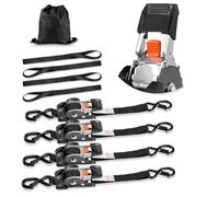VEVOR Correas de Trinquete Retráctiles, 25,4 mm x 3 m, con Ganchos en S, Resistencia a la Rotura de 544 kg, 4 Bucles Suaves, para Mudanzas, Remolques, Motocicletas, Kayaks, Techo de Coche, 4 uds