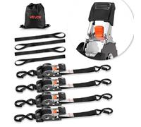 VEVOR Correas de Trinquete Retráctiles, 25,4 mm x 3 m, con Ganchos en S, Resistencia a la Rotura de 544 kg, 4 Bucles Suaves, para Mudanzas, Remolques, Motocicletas, Kayaks, Techo de Coche, 4 uds