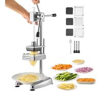 VEVOR Cortador de Papas Fritas Picador de Frutas y Verduras de Acero Inoxidable con 3 Cuchillas de Repuesto de 12,7/9,525/6,35 mm Cortador Manual de Papas para Restaurantes, Cocinas Domésticas