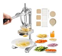 VEVOR Cortador de Papas Fritas Picador de Frutas y Verduras de Acero Inoxidable con 3 Cuchillas de Repuesto de 12,7/9,525/6,35 mm y 1 Cuchilla Exprimidora Cortador Manual de Papas para Cocina