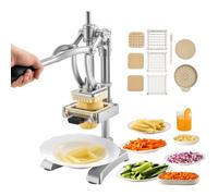 VEVOR Cortador de Papas Fritas Picador de Frutas y Verduras de Acero Inoxidable con 3 Cuchillas de Repuesto de 12,7/9,525/6,35 mm y 1 Cuchilla Exprimidora Cortador Manual de Papas para Cocina