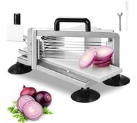 VEVOR Cortadora de Tomate Comercial Hoja de 3/16"/4,8 mm Cortadora de Tomate Manual de Acero Inoxidable Cortador de Tomate con Pies Antideslizantes para Cocinas, Restaurantes, Hamburgueserías, Bares