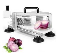 VEVOR Cortadora de Tomate Comercial Hoja de 3/8"/9,5 mm Cortadora de Tomate Manual de Acero Inoxidable Cortador de Tomate con Pies Antideslizantes para Cocinas, Restaurantes, Hamburgueserías, Bares