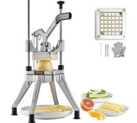 VEVOR Cortador de Verduras Profesional Manual Comercial de Acero Inoxidable con Cuchilla de 1,27 cm Cortador de Patatas Cortadora Multifunción de Frutas con 2 Cuchillas de Repuesto para Cocinas