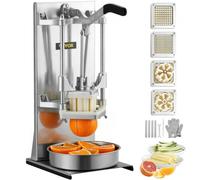 VEVOR Cortador Manual Profesional de Patatas Fritas Cortador de Verduras 4 Cuchillas de Acero Inoxidable 6,4/9,5 mm 1 Cortador de 6 Cuñas y 1 Cortador de Manzanas Cortador de Frutas 4 Cuchillas