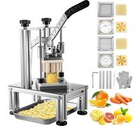 VEVOR Cortador Manual Profesional de Patatas Fritas Cortador de Verduras 4 Cuchillas de Acero Inoxidable 6,4/9,5 mm 1 Cortador y 1 Cortador de Manzanas de 6 Cuartos Cortador de Patatas para Cocinas
