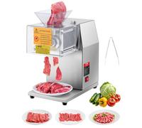 VEVOR Cortadora de Carne de 850 W de 250 kg/h de Acero Inoxidable, 5 mm de Grosor, Cuchillas Desmontables, para el Hogar, la Cocina, el Restaurante, el Supermercado, 330 x 220 x 436 mm, Plata