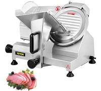 VEVOR Cortadora de Fiambre 240 W 2 Cuchillas de Acero Cromado Cortafiambres Electrico Espesor Ajustable 0-12 mm 1200 RPM para Carne, Alimentos Cocidos, Queso, Rosbif, Verduras, Pan