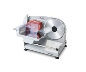 VEVOR Cortadora de Fiambre Eléctrica 200 W, Cortafiambres Eléctrico con Cuchilla SUS420 de 190 mm, Grosor Ajustable de 0 a 15 mm, Velocidad de Corte de 75 a 100 RPM, para Carne Congelada, Baguette