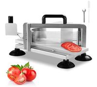 VEVOR Cortadora de Tomate Comercial Hoja de 3/16"/4,8 mm Cortadora de Tomate Manual de Acero Inoxidable Cortador de Tomate con Pies Antideslizantes para Cocinas, Restaurantes, Hamburgueserías, Bares