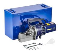 VEVOR Cortadora de Varillas de Refuerzo Hidráulica Eléctrica, 1700 W, hasta 5-25 mm en 4 Segundos, Acero de Alta Potencia con Caja de Herramientas y Lata de Aceite, Negro y Azul, 480 x 150 x 255 mm