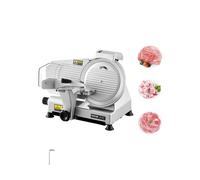 VEVOR Cortadora de Carne Comercial, Cortadora de Alimentos Eléctrica, 180 W con una Cuchilla Premium de 65 Mn, Grosor Ajustable 0-10 mm, para Carne, Verduras, Pan Duro, Queso, 480 x 400 x 410 mm
