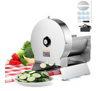 VEVOR Cortadora Eléctrica Espesor Ajustable de 0 a 12 mm Cortador Comercial de Frutas y Verduras Convertible a Manual Máquina Cortadora de Alimentos de Acero Inoxidable Puerto de Alimentación Grande