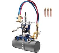 VEVOR Cortadora Manual de Tubos, Biseladora de Tubos de 5-50,8 mm de Espesor con Cadena 2210 mm, con Ángulo Ajustable 0° a 45° y 3 Puntas, con Biselado por Soplete Portátil, 400 x 400 x 260 mm