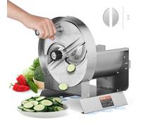 VEVOR Cortadora Manual de Verduras y Frutas, Cortadora de Verduras Espesor Ajustable 0-12 mm, Cortadora de Alimentos de Acero Inoxidable con 2 Cuchillas de Repuesto, para Patata, Pepino