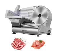 VEVOR Cortadora Eléctrica Comercial 180 W Cortadora de Jamón Hoja 190 mm 80-120 RPM Cortadora de Embutidos en Acero Inoxidable y Aluminio para Cortar Carne Queso Verduras Fruta