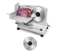 VEVOR Cortafiambres Eléctrico 150 W, Cortadora de Fiambre con Cuchilla Afilada de 170 mm, Velocidad de Corte de 65 a 90 RPM, Grosor Ajustable de 0 a 15 mm, para Carne Congelada, Jamón, Baguette