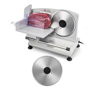 VEVOR Cortafiambres Eléctrico 150 W, Cortadora de Fiambre con Cuchilla Afilada de 170 mm, Velocidad de Corte de 65 a 90 RPM, Grosor Ajustable de 0 a 15 mm, para Carne Congelada, Jamón, Baguette
