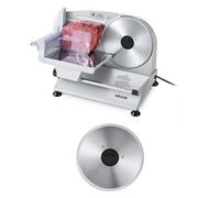 VEVOR Cortafiambres Eléctrico 200 W, Cortadora de Fiambre con 2 Cuchillas SUS420 de 190 mm, Velocidad de Corte de 75 a 100 RPM, Grosor Ajustable de 0 a 15 mm, para Carne Congelada, Jamón, Baguette