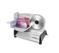 VEVOR Cortafiambres Eléctrico 200 W, Cortadora de Fiambre con Cuchilla Afilada de 190 mm, Velocidad de Corte de 70 a 100 RPM, Grosor Ajustable de 0 a 15 mm, para Carne Congelada, Jamón, Baguette