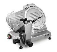 VEVOR Cortafiambres Eléctrico 240 W, Cortadora de Carne Comercial con Cuchilla de Acero al Carbono de 250 mm, Afilador Incorporado, Grosor Ajustable de 0-12 mm para Carne Congelada, Jamón, Baguette