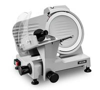 VEVOR Cortafiambres Eléctrico 300 W, Cortadora de Carne Comercial con Cuchilla de Acero al Carbono de 220 mm, Afilador Incorporado, Grosor Ajustable de 0-12 mm para Carne Congelada, Jamón, Baguette