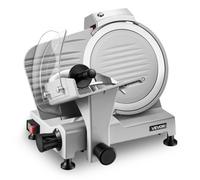 VEVOR Cortafiambres Eléctrico 300 W, Cortadora de Carne Comercial con Cuchilla de Acero al Carbono de 250 mm, Afilador Incorporado, Grosor Ajustable de 0-12 mm para Carne Congelada, Jamón, Baguette