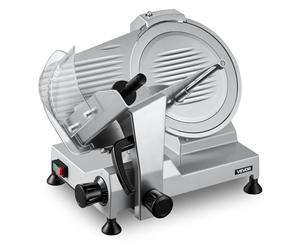 VEVOR Cortafiambres Eléctrico 320 W, Cortadora de Carne Comercial con Cuchilla de Acero al Carbono de 300 mm, Afilador Incorporado, Grosor Ajustable de 0-15 mm para Carne Congelada, Jamón, Baguette