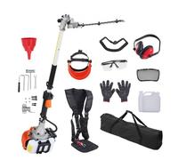 VEVOR Cortasetos de Gasolina Tanque de 0,54 L Cortasetos de Gasolina 26CC 2 Tiempos con Pértiga y Cuchilla Cabezal de Corte Ajustable a 270° Adecuado para Podar Arbustos, Setos, Ramas