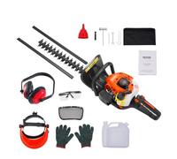 VEVOR Cortasetos de Gasolina Tanque de 0,54 L Cortasetos de Gasolina 26CC 2 Tiempos con Pértiga y Cuchilla Cabezal de Corte Ajustable a 180° Adecuado para Podar Arbustos Bajos, Ramas Bajas