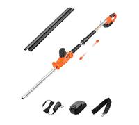 VEVOR - Cortasetos eléctrico, 1200 RPM, 6.2-7.8 pies Extensible, Cortasetos de Poste para Rama Alta, batería de 20 V, Cortasetos inalámbrico con Hoja de 20 Pulgadas, 5 ángulos Ajustables para Patio y