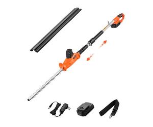 VEVOR Cortasetos Eléctrico, 1200 RPM Cortasetos de Pértiga Inalámbrico con Cuchilla de 510 mm, 5 Ángulos Ajustables, Batería de 20 V, Extensible de 1,9 m-2,4 m, para Ramas Altas para Jardinería