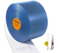 VEVOR Cortina de Puerta de PVC Transparente 2500x30,5 cm Rollo de Tiras de Plástico Espesor de 3 mm Cortina de Tiras para Puertas de Supermercado, Fábrica, Almacén, Centros Comerciales, Garaje