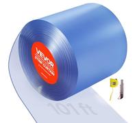 VEVOR Cortina de Puerta de PVC Transparente 30,8 x 0,3 cm Rollo de Tiras de Plástico Espesor de 3 mm Cortina de Tiras para Puertas de Supermercado, Fábrica, Almacén, Centros Comerciales, Garaje