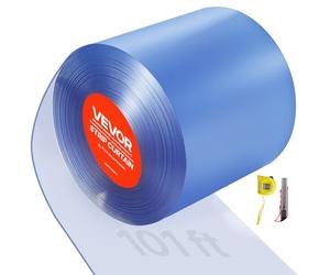 VEVOR Cortina de Puerta de PVC Transparente 30,8 x 0,3 cm Rollo de Tiras de Plástico Espesor de 3 mm Cortina de Tiras para Puertas de Supermercado, Fábrica, Almacén, Centros Comerciales, Garaje