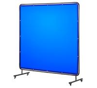 VEVOR Cortina de Soldadura, 1740 x 1740 mm, Pantalla de Soldadura de Vinilo Ignífugo con Ruedas Giratorias Bloqueables y 6 Niveles de Protección UV para Uso Industrial/de Taller, azul, Con Marco
