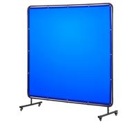 VEVOR Cortina de Soldadura, 1740 x 1740 mm, Pantalla de Soldadura de Vinilo Ignífugo con Ruedas Giratorias Bloqueables y 6 Niveles de Protección UV para Uso Industrial/de Taller, azul, Con Marco