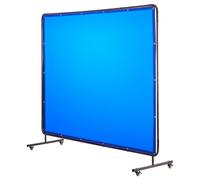 VEVOR Cortina de Soldadura, 1740 x 2340 mm, Pantalla de Soldadura de Vinilo Ignífugo con Ruedas Giratorias Bloqueables y 6 Niveles de Protección UV para Lugares de Trabajo al Aire Libre, Azul