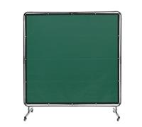 VEVOR Cortina de Soldadura con Marco, 1,8x1,8 m Pantalla de Protección de Soldadura de Vinilo Ignífugo con 4 Ruedas Giratorias 2 con Cerradura, Cortina Móvil Profesional para Taller, Industria, Verde