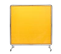 VEVOR Cortina de Soldadura con Marco, 1,8x1,8 m Pantalla de Protección de Soldadura de Vinilo Ignífugo con 4 Ruedas Giratorias 2 Bloqueables, Cortina Móvil Profesional para Taller, Industria, Amarillo