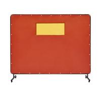 VEVOR Cortina de Soldadura con Marco, 1,8x2,4 m Vinilo Ignífugo Pantalla de Cortina Protectora de Soldadura con 4 Ruedas Giratorias (2 con Cerradura), Ventana Transparente para Taller, Industria, Rojo
