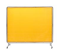 VEVOR Cortina de Soldadura con Marco 1,8x2,4m Pantalla de Protección de Soldadura de Vinilo Ignífugo con 4 Ruedas Giratorias 2 con Cerradura, Cortina Móvil Profesional para Taller, Industria, Amarillo