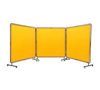 VEVOR Cortina de Soldadura con Marco 3 Paneles Pantalla de Cortina Protectora de Soldadura 1,8x1,8 m de Vinilo Ignífugo con 12 Ruedas Giratorias (6 con Bloqueo) Mobile Pro para, Industria, Amarillo
