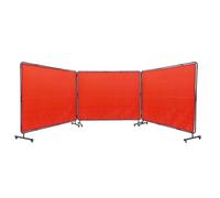 VEVOR Cortina de Soldadura con Marco 3 Paneles Pantalla de Cortina Protectora de Soldadura 1,8x2,4 m de Vinilo Ignífugo sobre 12 Ruedas Giratorias (6 con Bloqueo) Mobile Pro para Industria, Rojo
