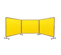 VEVOR Cortina de Soldadura con Marco 3 Paneles Pantalla de Cortina Protectora de Soldadura 1,8x2,4 m de Vinilo Ignífugo con 12 Ruedas Giratorias (6 con Bloqueo) Mobile Pro para Taller, Amarillo