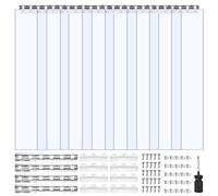 VEVOR Cortina de Tiras Transparente 122 x 213,4 cm, Cortina de Puerta de PVC con 8 Tiras de Plástico Espesor de 2 mm, para Puerta de Congelador, Almacén, Refrigerador de Supermercado, Garajes